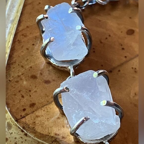 Natural Rainbow Moonstone Sterling Silver Bracelet - Picture 2 of 7